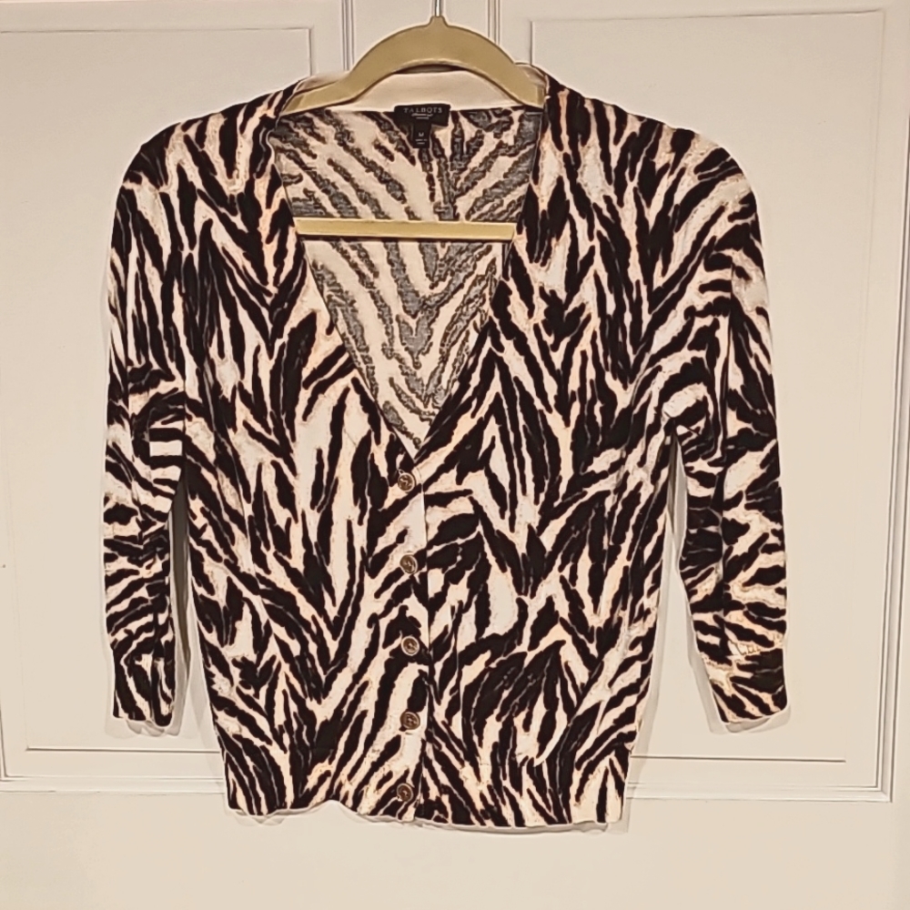 Animal print crop cardigan 3/4 sleeves